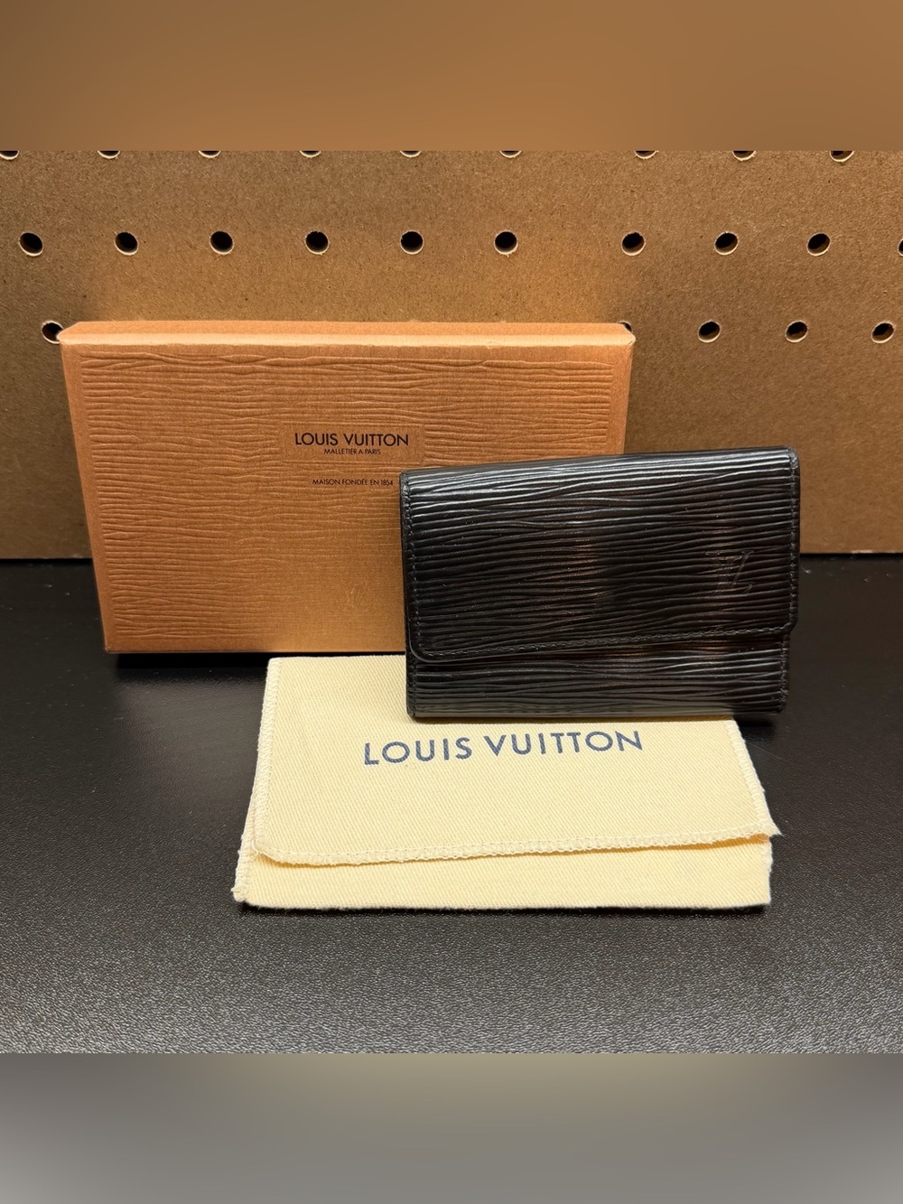 Louis Vuitton Black Epi 4 Key Holder